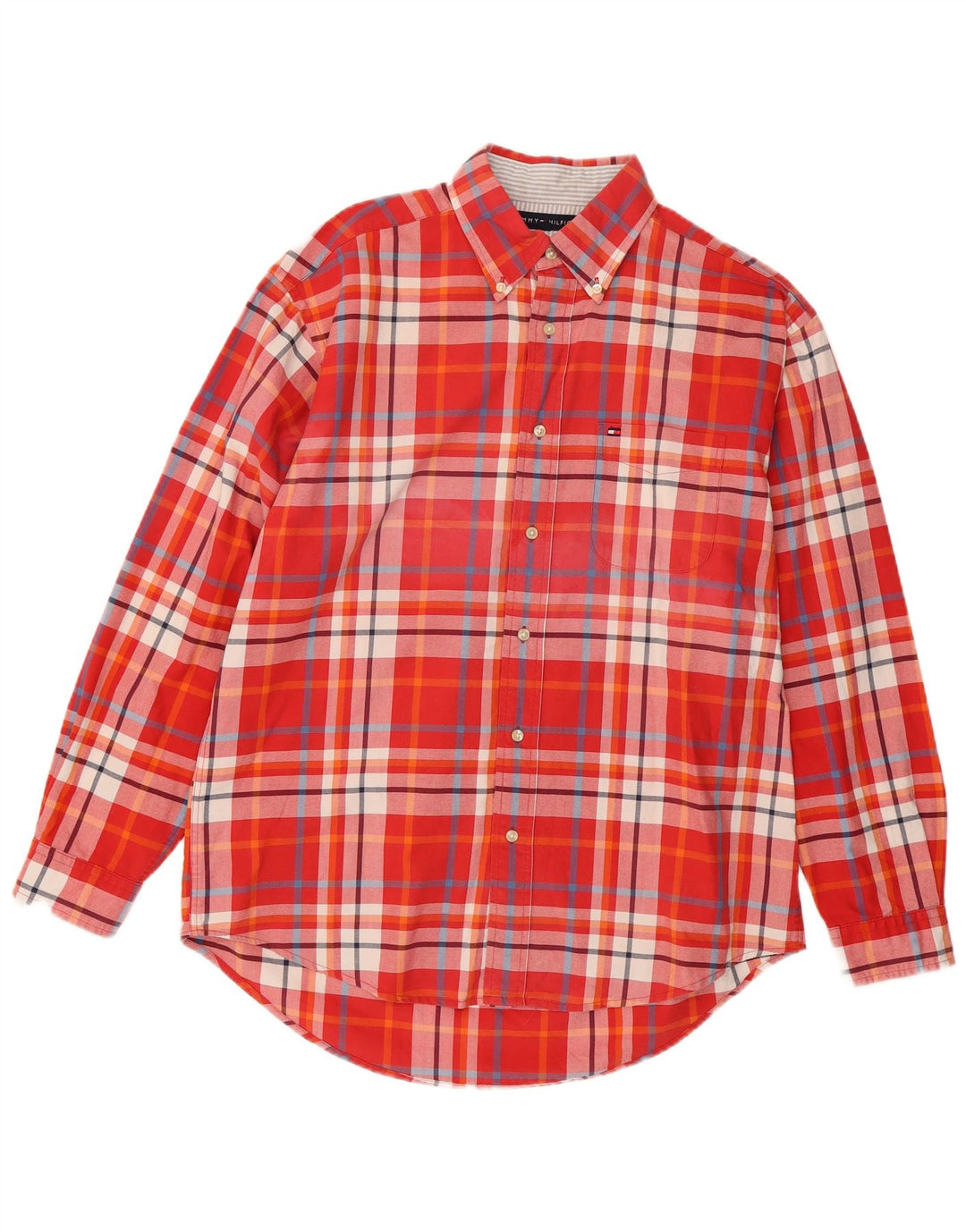 Tommy Hilfiger Herrenhemd aus mittelroter, karierter Baumwolle