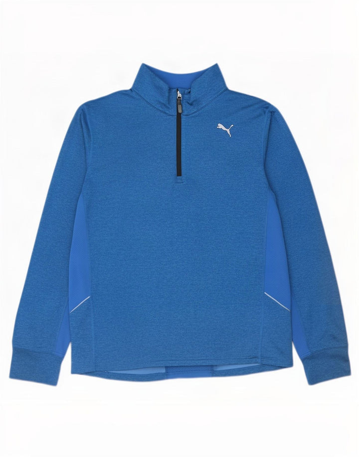 Puma Herren-Trainingsanzug-Oberteil mit Reißverschluss am Hals, groß, blau, Farbblock
