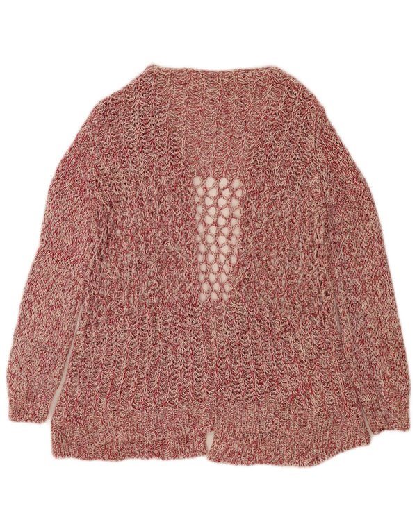 Zara Damen-Strickjacke, lockere Passform, offener Pullover, UK 14, mittelrosa meliert