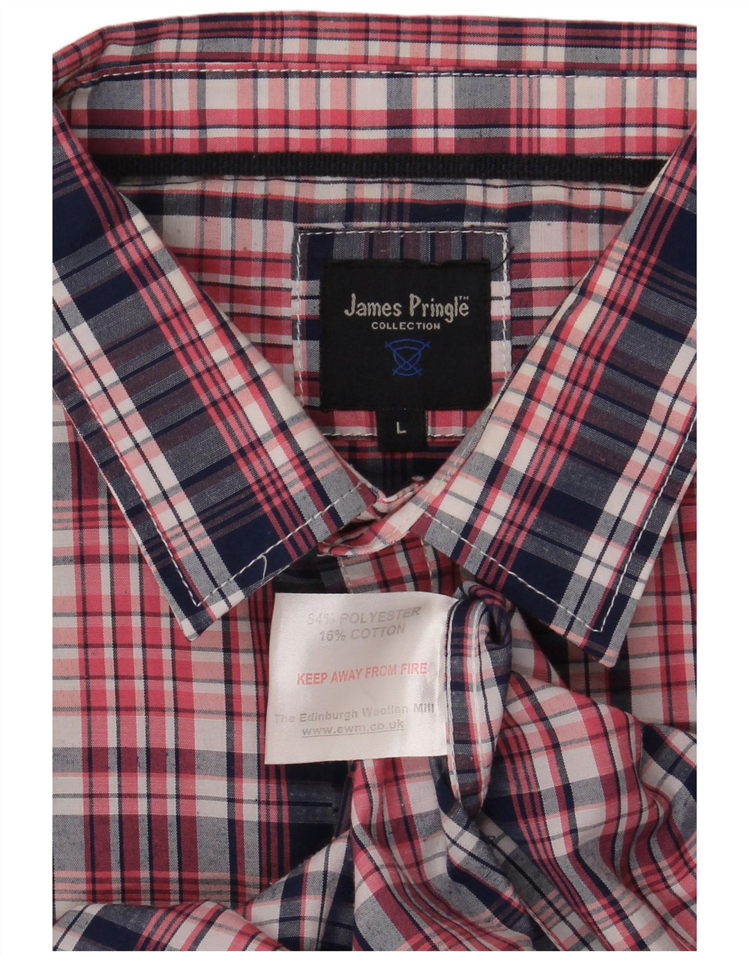 James Pringle Herren-Kurzarmhemd, groß, rot kariert, Polyester