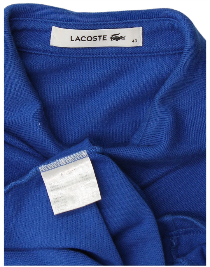 LACOSTE Damen-Poloshirt, Größe 40, mittelblaue Baumwolle