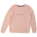 CALVIN KLEIN Damen Grafik-Sweatshirt-Pullover UK 14 Mittelrosa Baumwolle