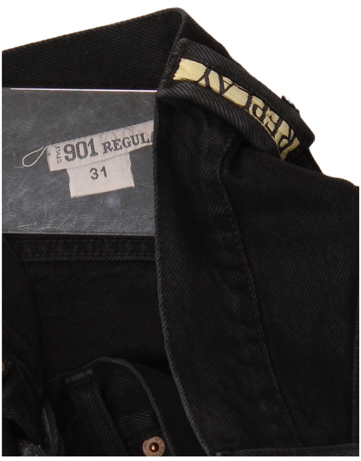 REPLAY Herren 901 Regular Fit Straight Jeans W31 L32 Schwarze Baumwolle
