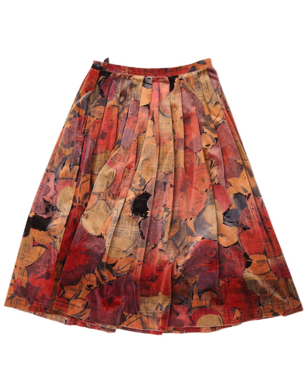 Vintage Damen-Samt-Plissee-A-Linien-Rock W28 Medium Mehrfarbig geblümt