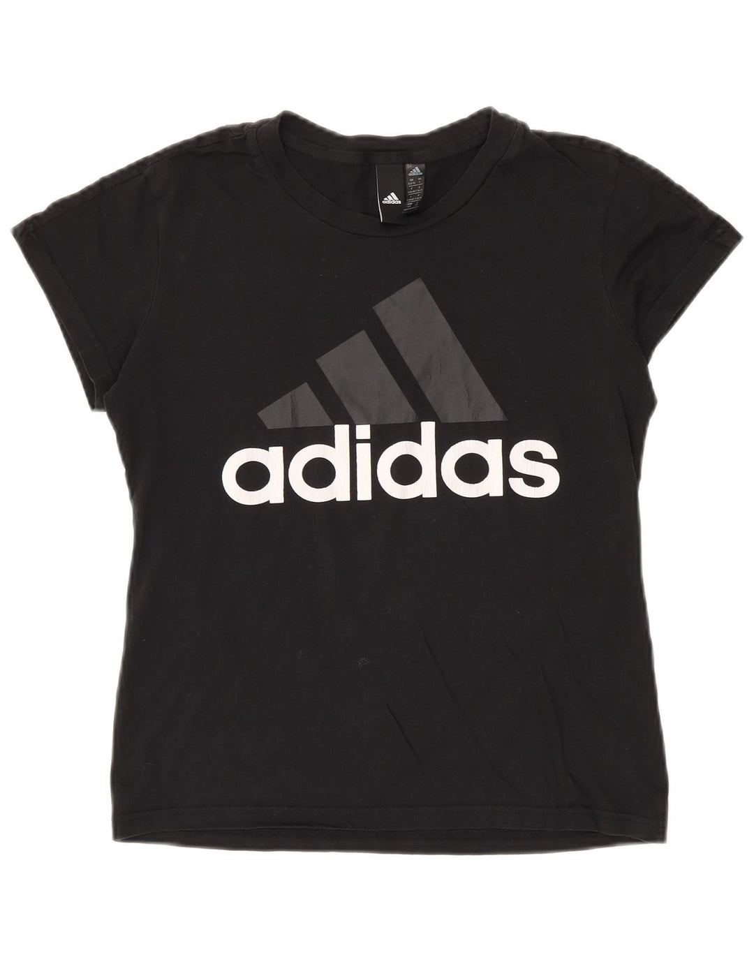 ADIDAS Damen Grafik T-Shirt Top UK 8/10 Small Schwarz Baumwolle