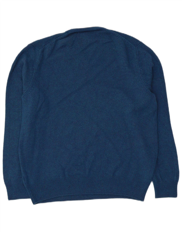 Marks & Spencer Damen-Pullover mit V-Ausschnitt, UK 18, XL, blaue Wolle
