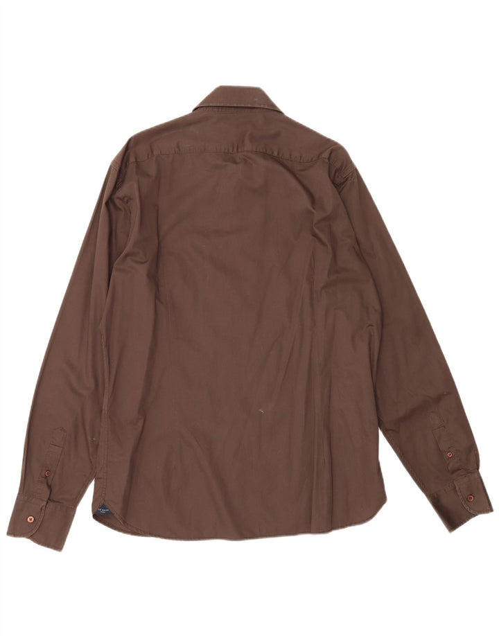 Ted Baker Herrenhemd, Größe 5, groß, braune Baumwolle