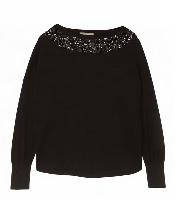 Oasis Damen-Pullover mit U-Boot-Ausschnitt, UK 14, mittlere schwarze Viskose