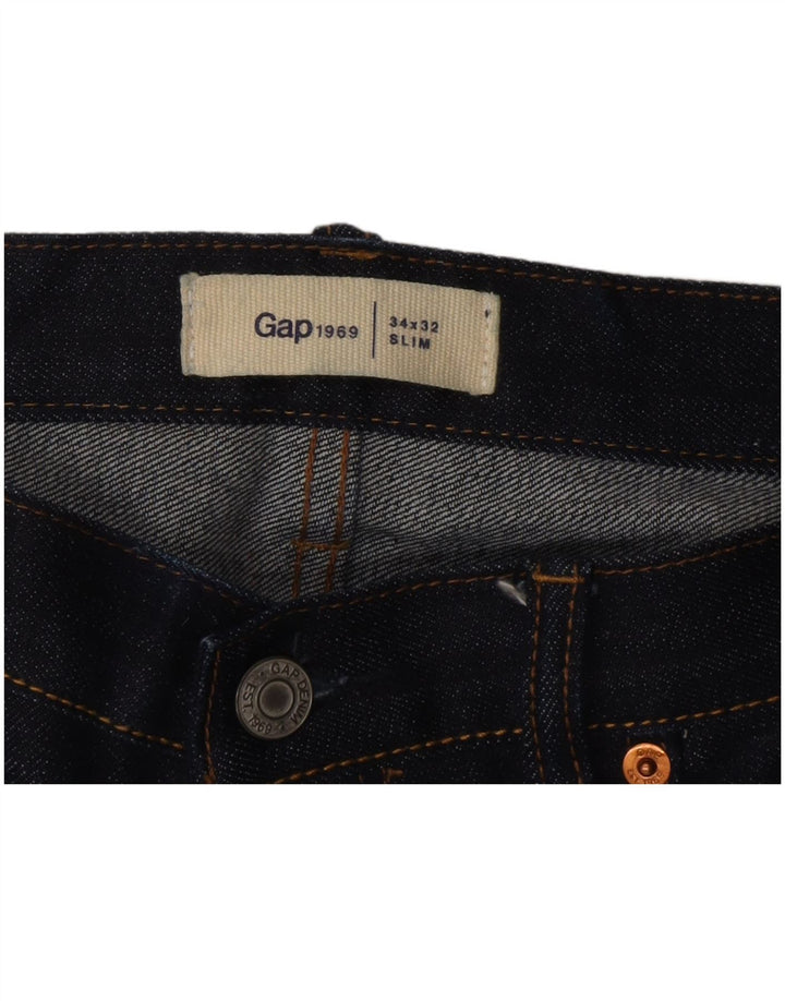 Gap Herren Slim Jeans W34 L32 Marineblaue Baumwolle