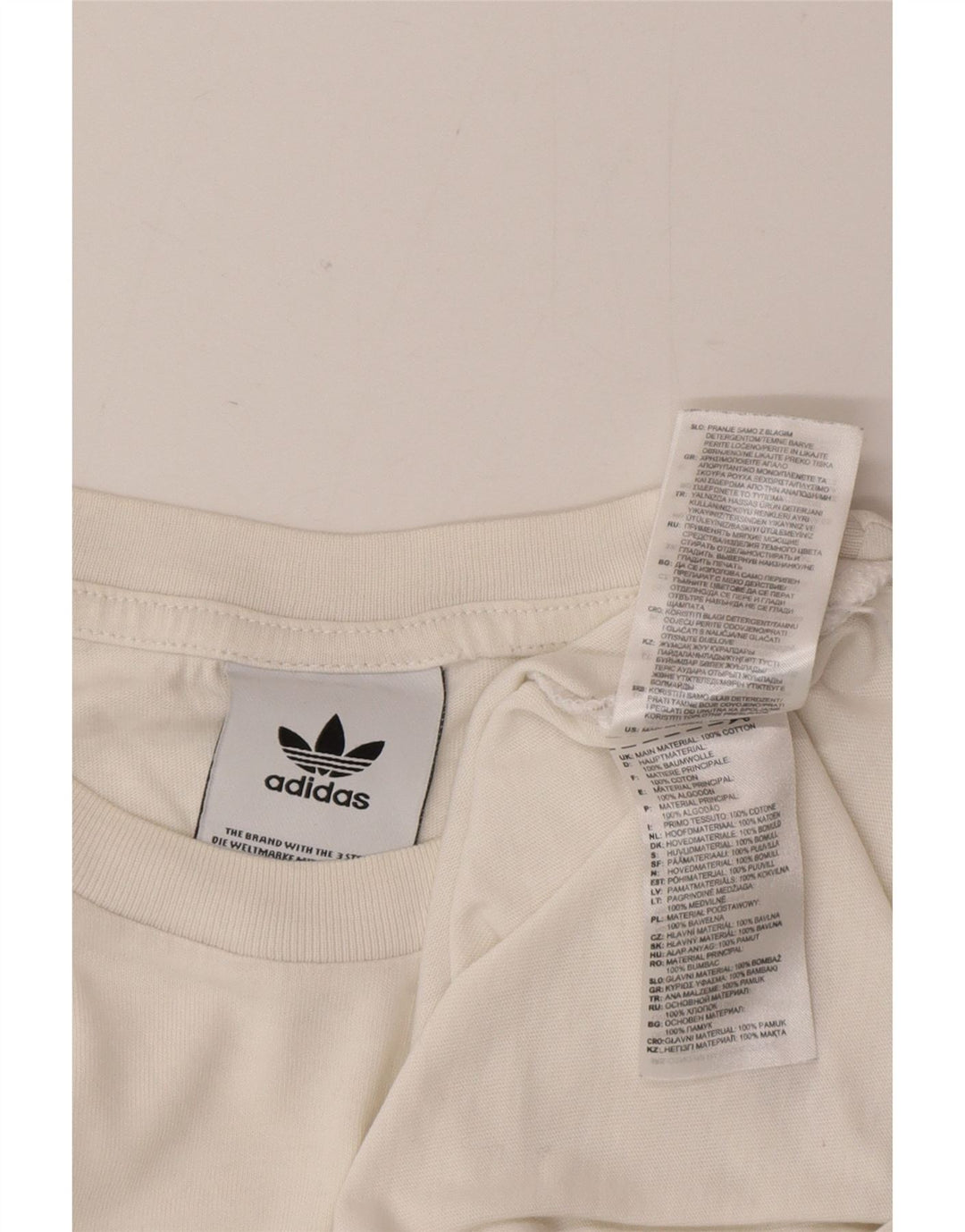 Adidas Herren Grafik-T-Shirt-Oberteil aus mittelweißer Baumwolle