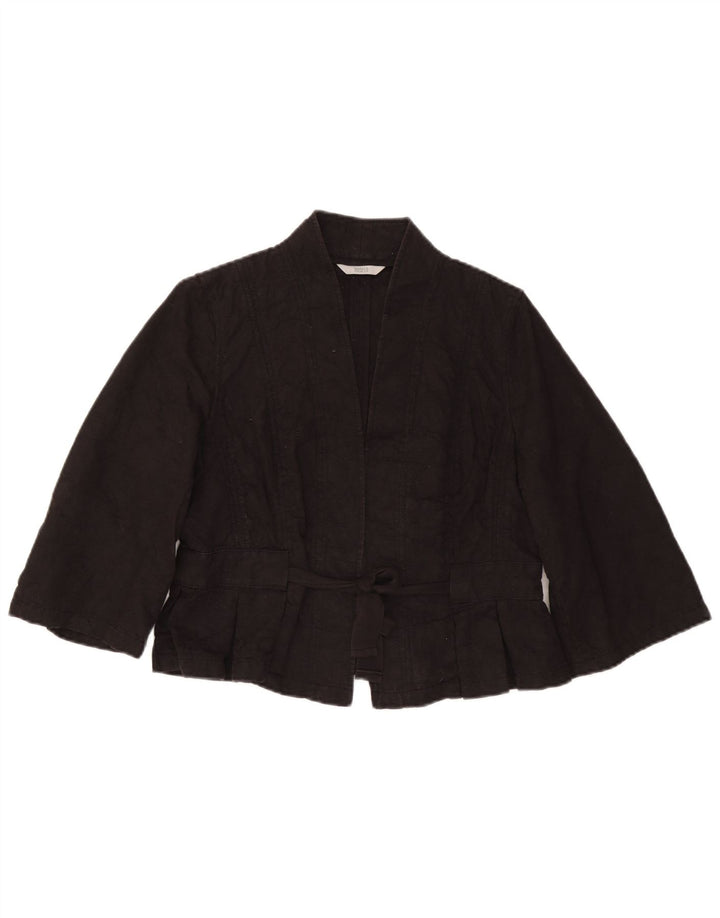 Marks & Spencer Damen Bolerojacke mit 3/4-Ärmeln vorne zum Binden, Gr. 40, Größe L, Schwarz