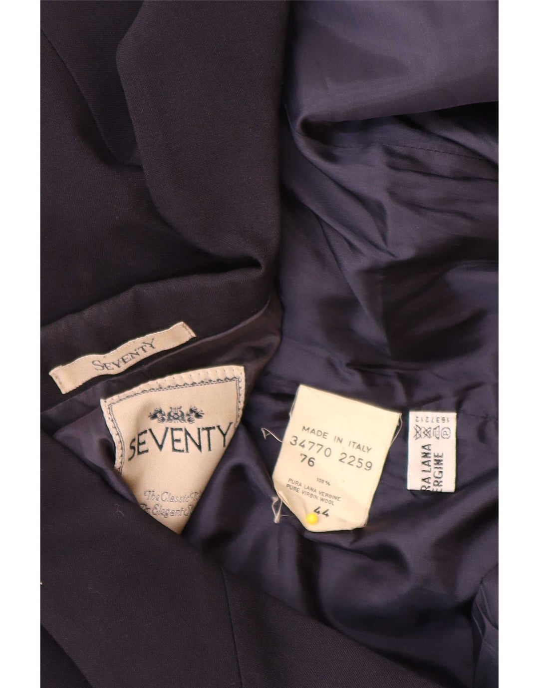 Seventy Damen-Blazer mit 2 Knöpfen, Größe IT 44, mittelmarineblaue Schurwolle
