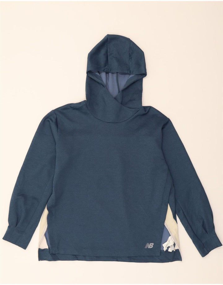 NEW BALANCE Womens Hoodie Jumper UK 16 Large Blue Polyester Vintage New Balance and Second-Hand New Balance from Messina Hembry 