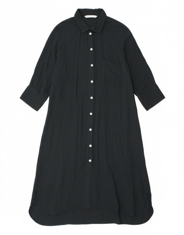Zara Damen Hemdkleid UK 16 Large Schwarz Viskose