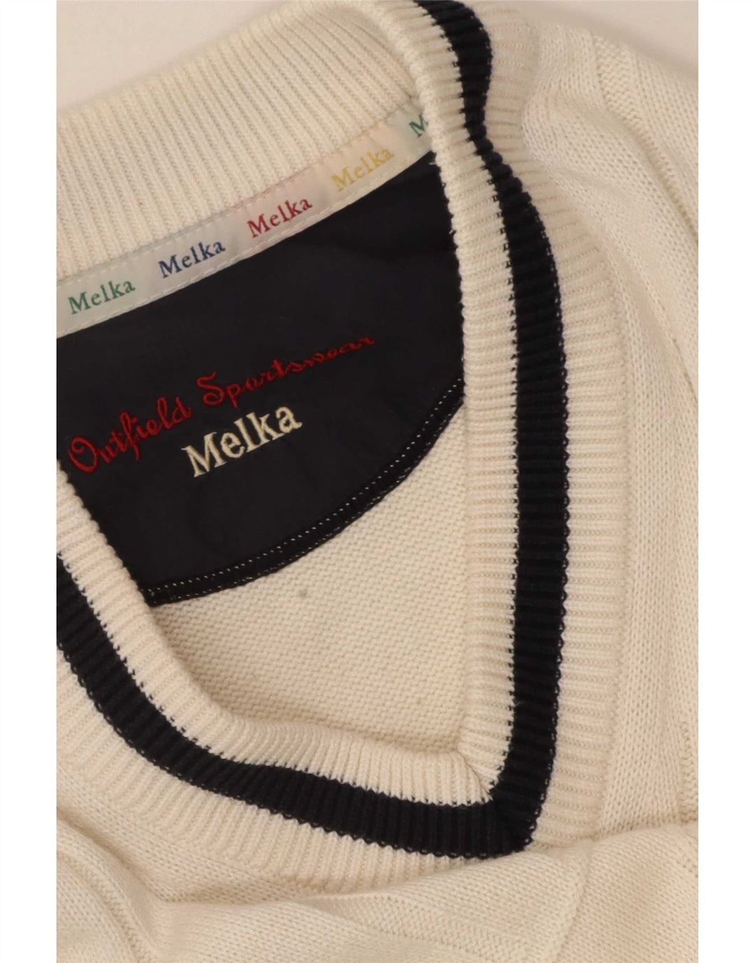 Melka Herren-Pullover mit V-Ausschnitt, XL, Beige, Farbblock