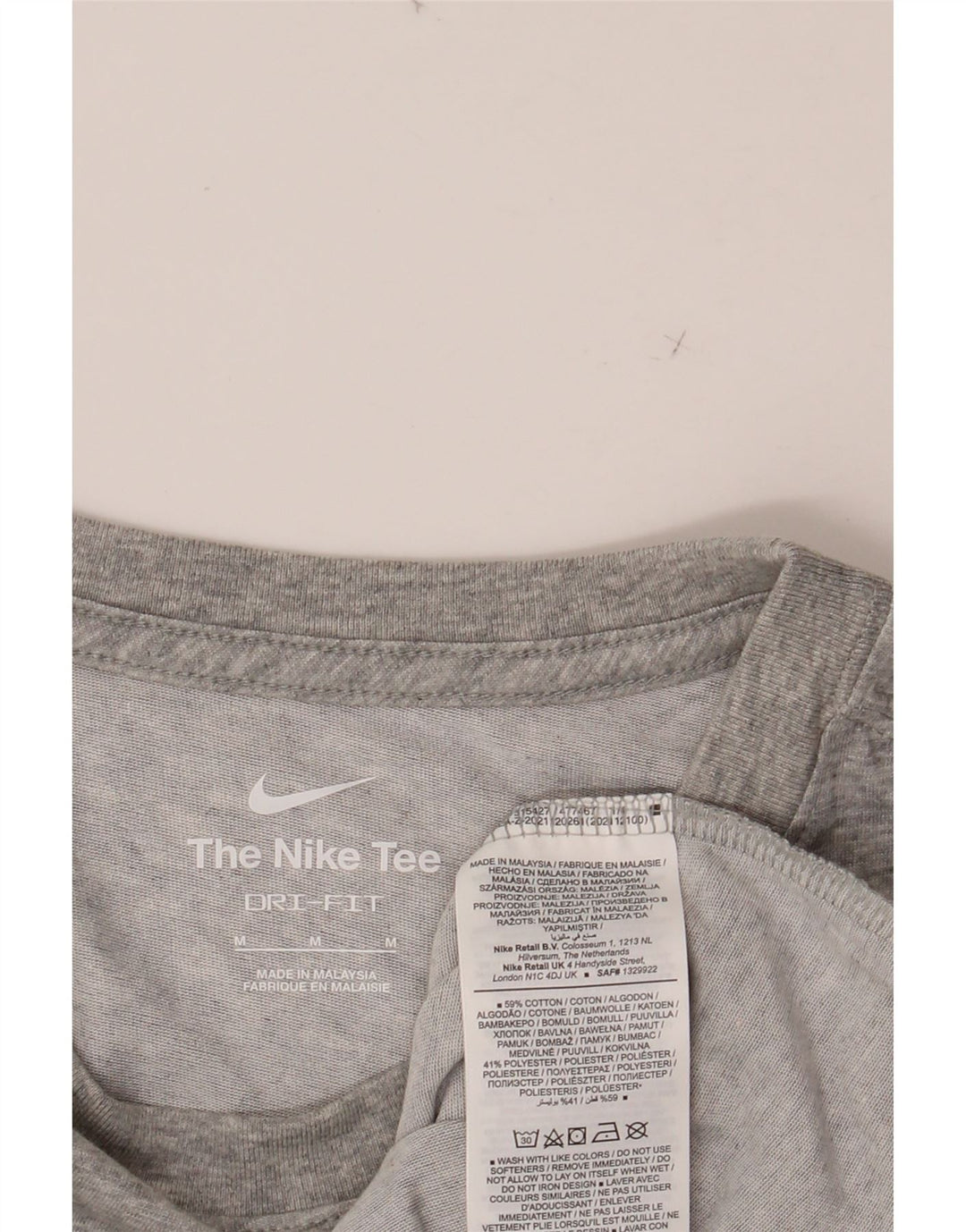 NIKE Mens Dri Fit T-Shirt Top Medium Grey Cotton