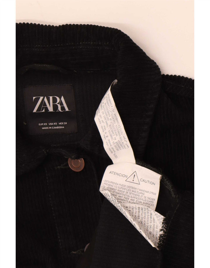 Zara Damen Übergroße Cordjacke UK 6 XS Schwarz Baumwolle