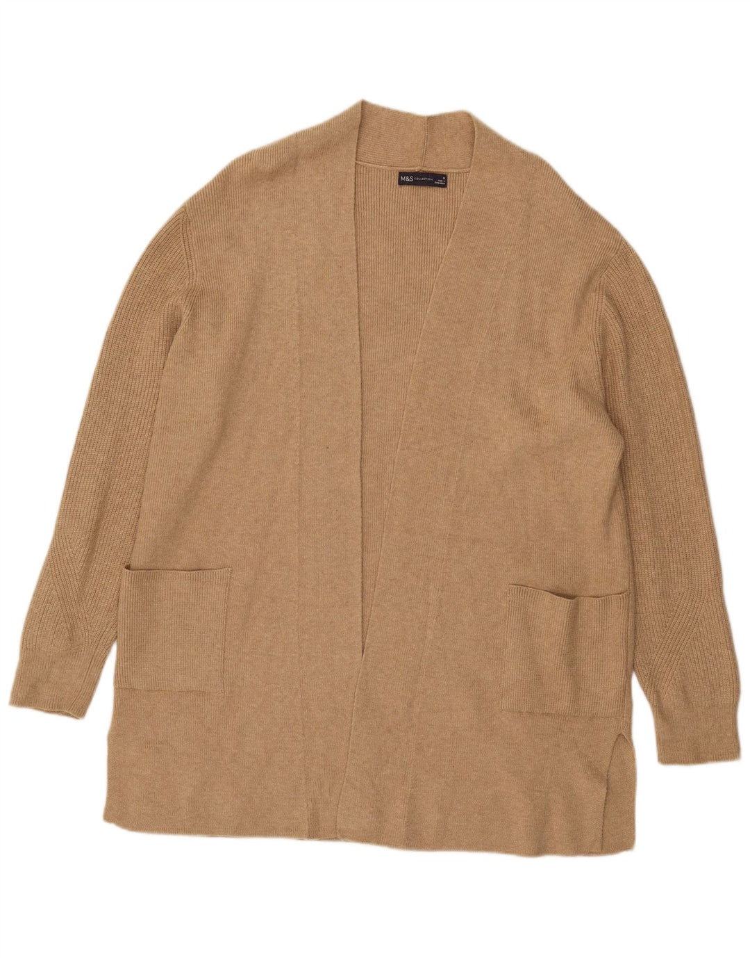 Marks & Spencer Damen-Strickjacke, übergroß, lang, Gr. 18, XL, Beige