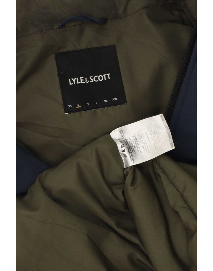 Lyle & Scott Wattierte Herrenjacke mit Kapuze, UK 36, Größe S, marineblaues Nylon