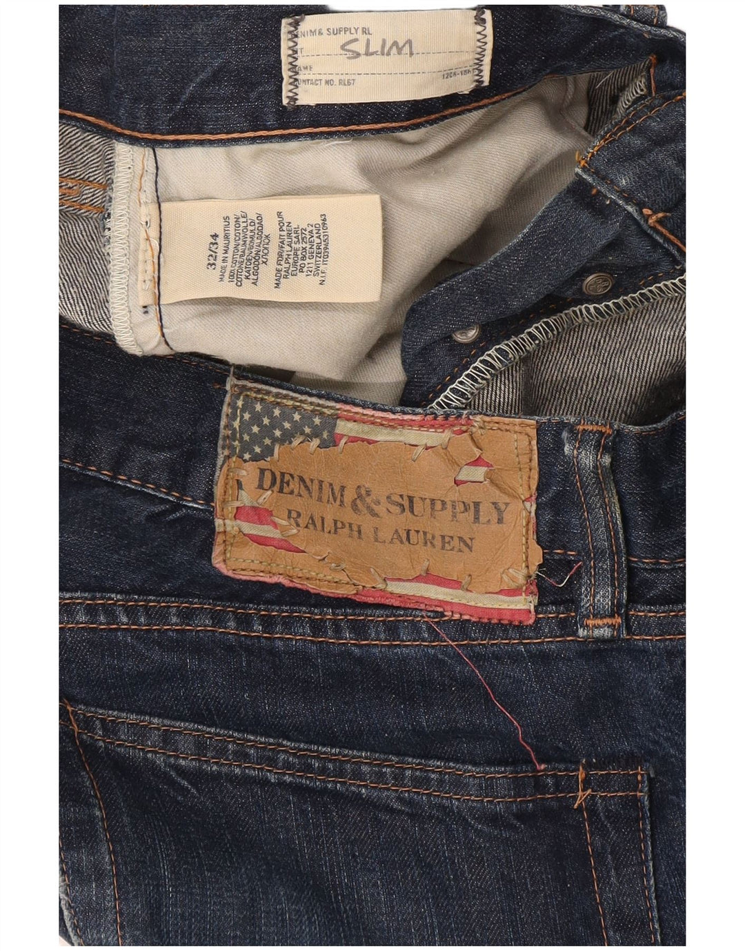 Ralph Lauren Herren Slim Jeans W32 L34 Blaue Baumwolle