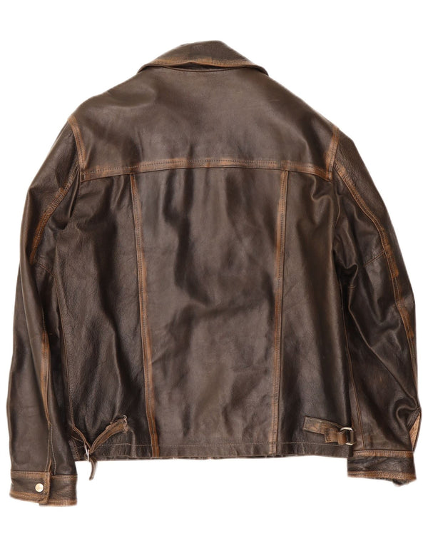 Vintage Herren Lederjacke IT 48 Mittelbraun