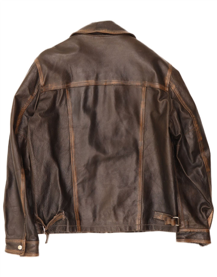 Vintage Herren Lederjacke IT 48 Mittelbraun