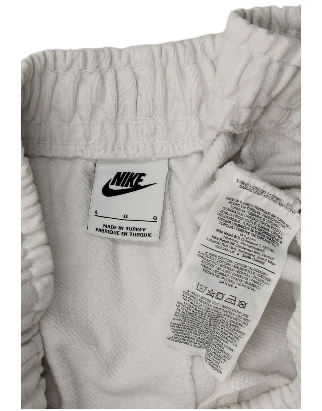 Nike Herren-Trainingshose, Jogginghose, Größe L, aus weißer Baumwolle