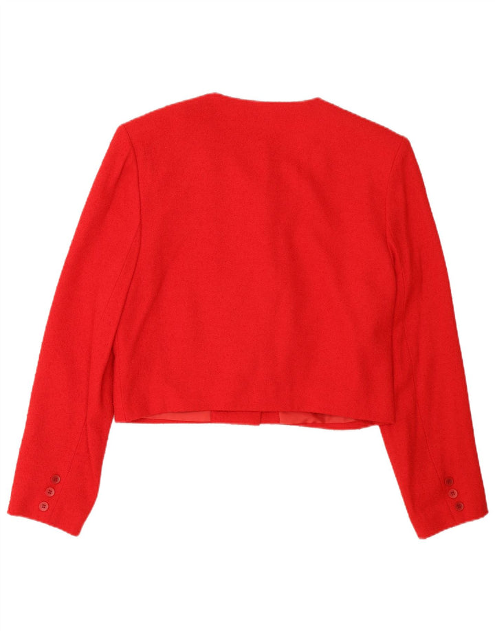 Pimkie Damen Crop 4 Button Blazer Jacke EU 36 Kleine rote Viskose