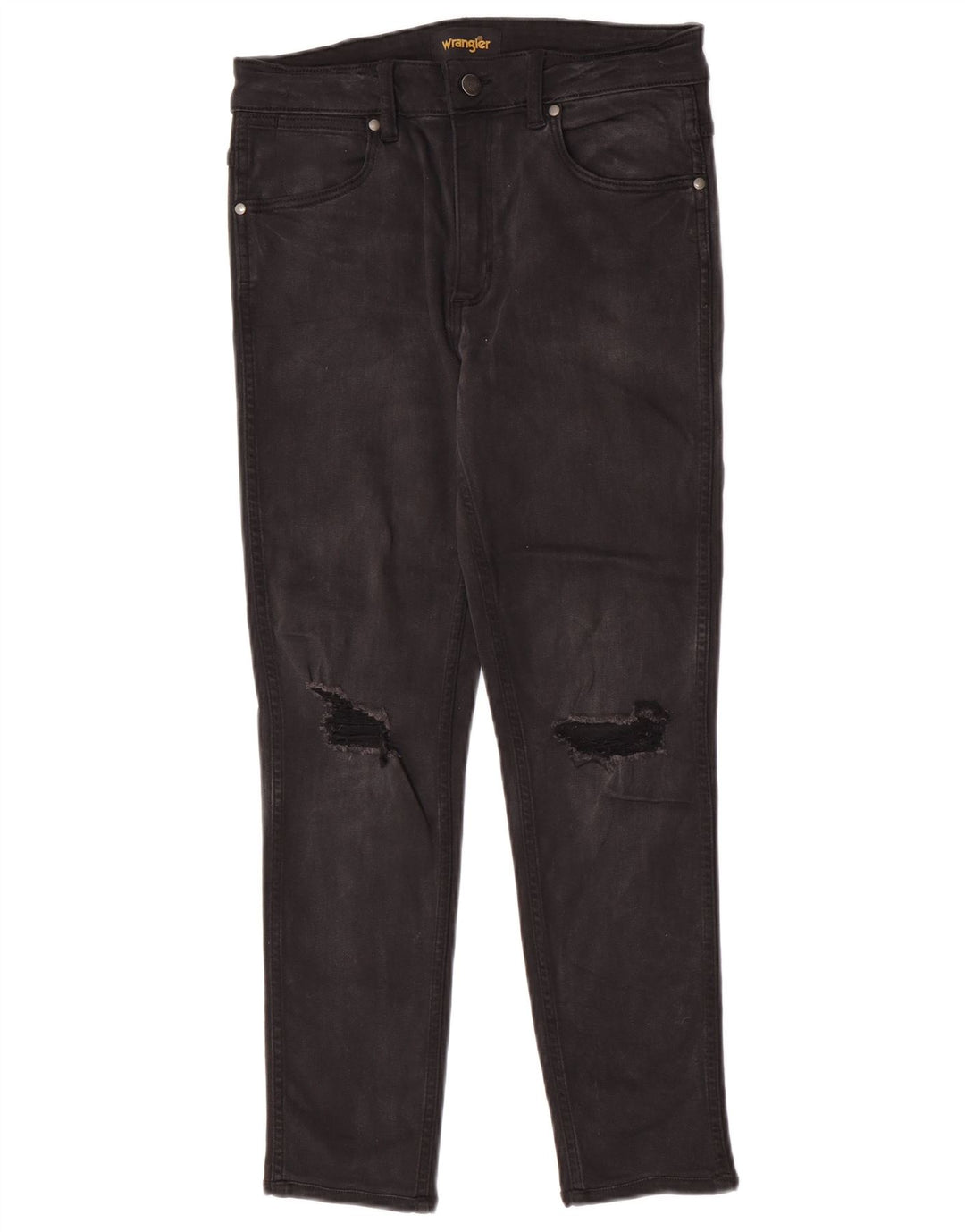Wrangler Damen Distressed Slim Jeans W30 L26 Schwarze Baumwolle