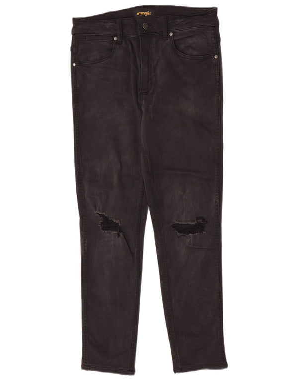 Wrangler Damen Distressed Slim Jeans W30 L26 Schwarze Baumwolle