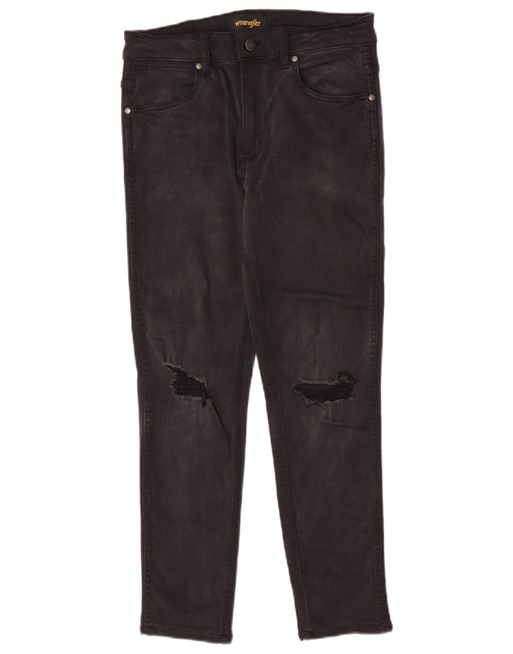 Wrangler Damen Distressed Slim Jeans W30 L26 Schwarze Baumwolle