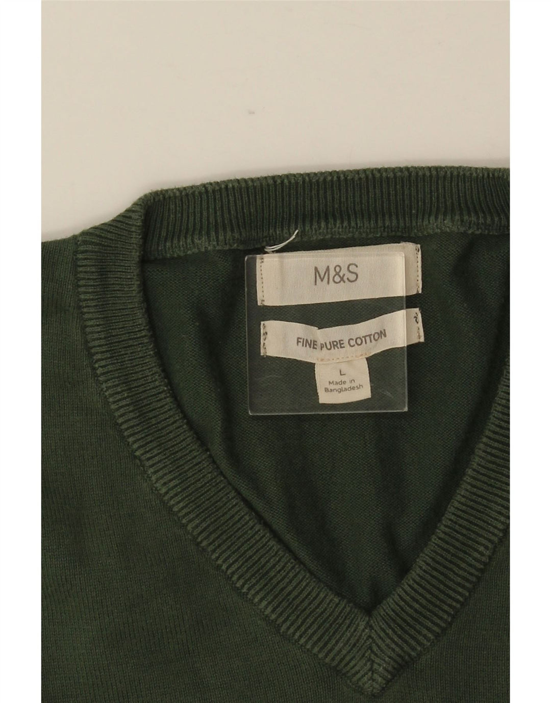 Marks & SPENCER Herren-Pullover mit V-Ausschnitt, groß, grüne Baumwolle