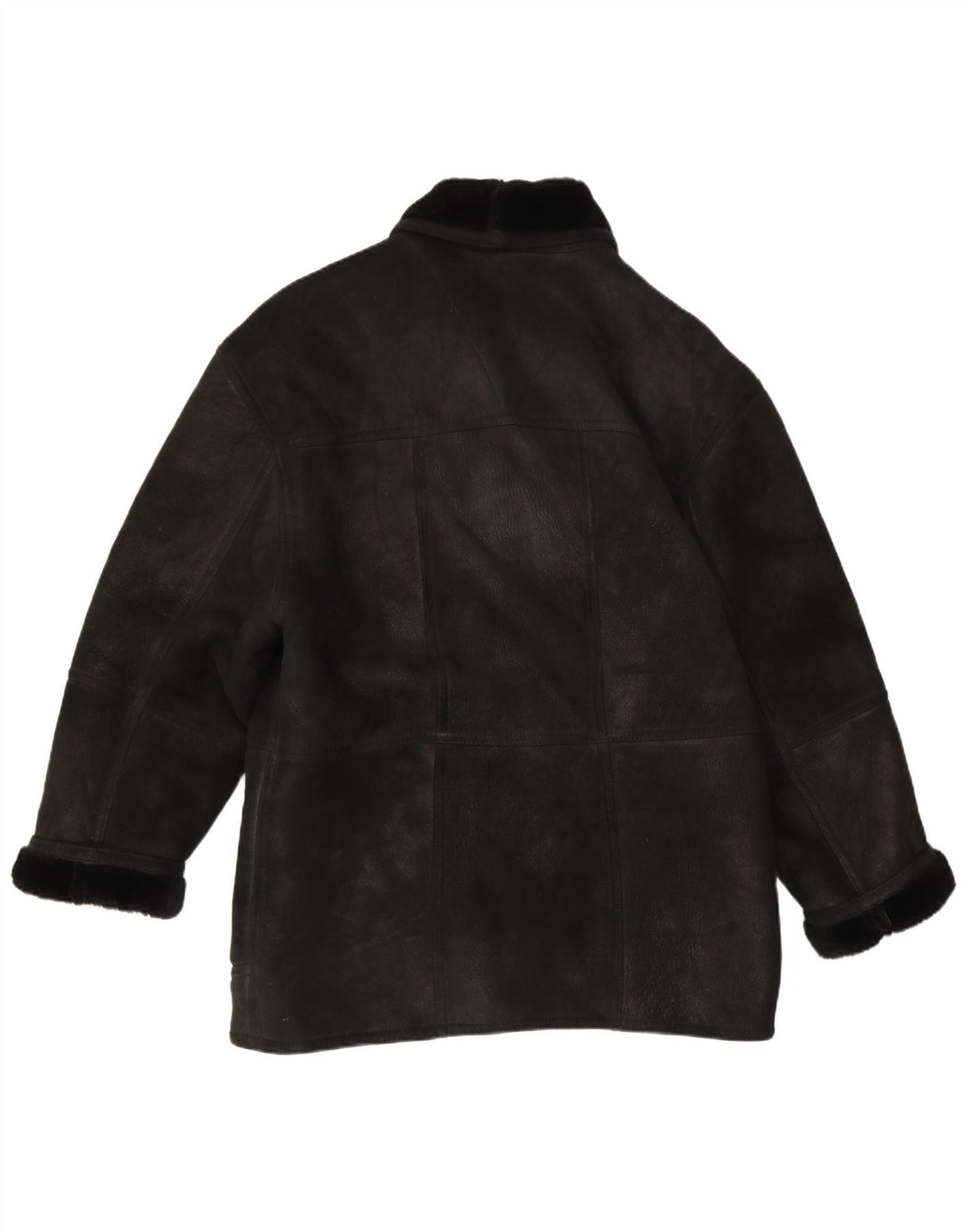 Vintage Herren Shearling Jacke IT 54 2XL Schwarz Shearling