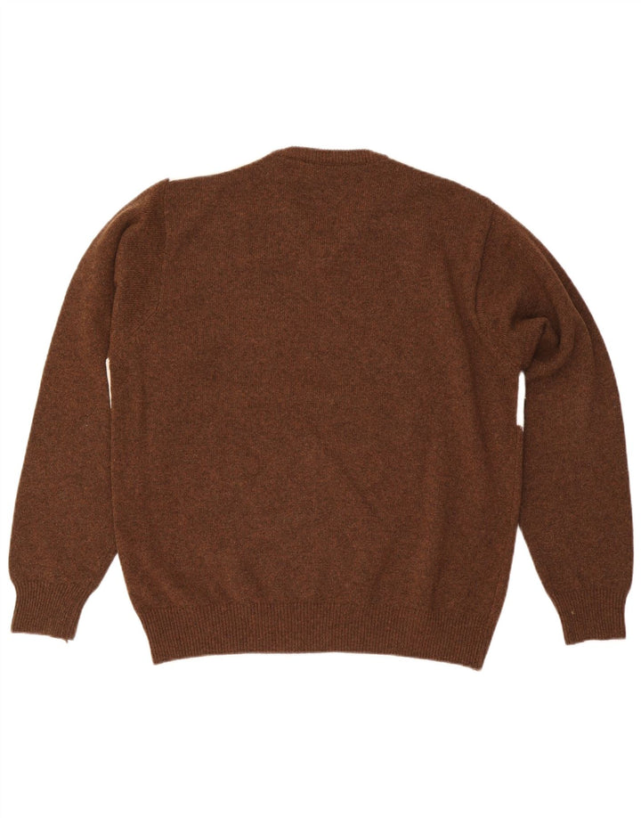 Vintage Herren Pullover mit V-Ausschnitt, groß, braun, Argyle/Diamant