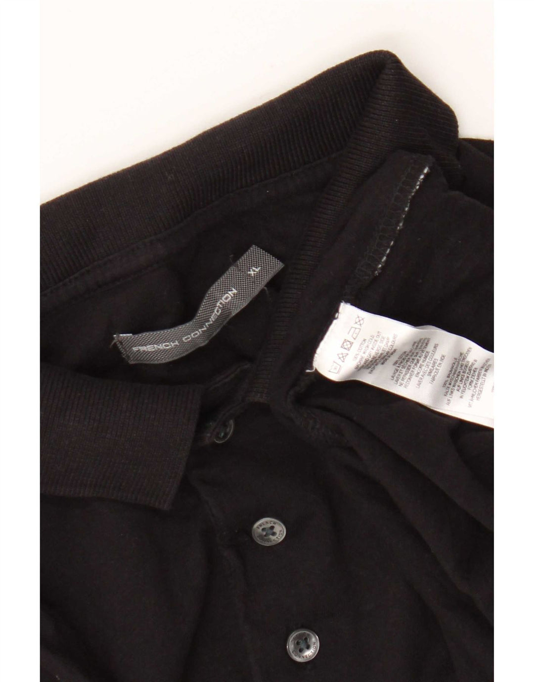 French Connection Herren-Poloshirt XL aus schwarzer Baumwolle
