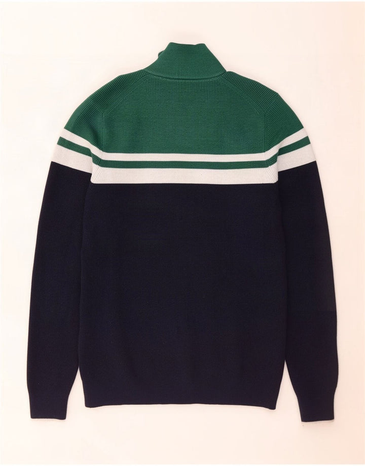 Marks & Spencer Herren-Pullover mit Reißverschluss am Hals, Größe S, Marineblau, Farbblock
