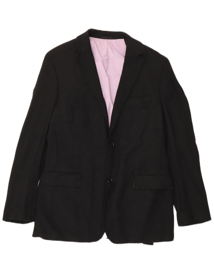 Hugo Boss Herren-Blazer mit 2 Knöpfen, UK 102, groß, schwarze Schurwolle