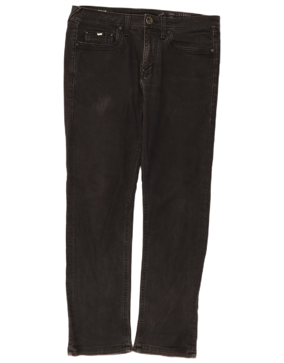 Gas Damen Albert Slim Jeans W33 L28 Schwarze Baumwolle