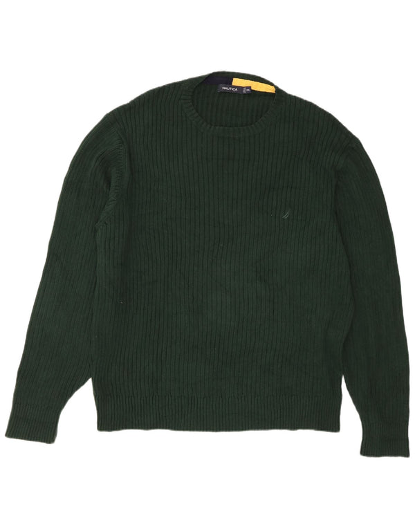 Nautica Herren-Pullover mit Rundhalsausschnitt, 2XL, grüne Baumwolle