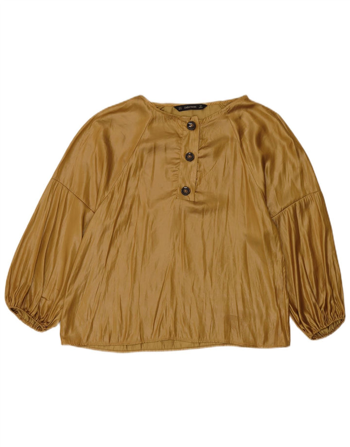 Zara Damen 3/4-Ärmel-Blusenoberteil UK 12 Mittelbeige
