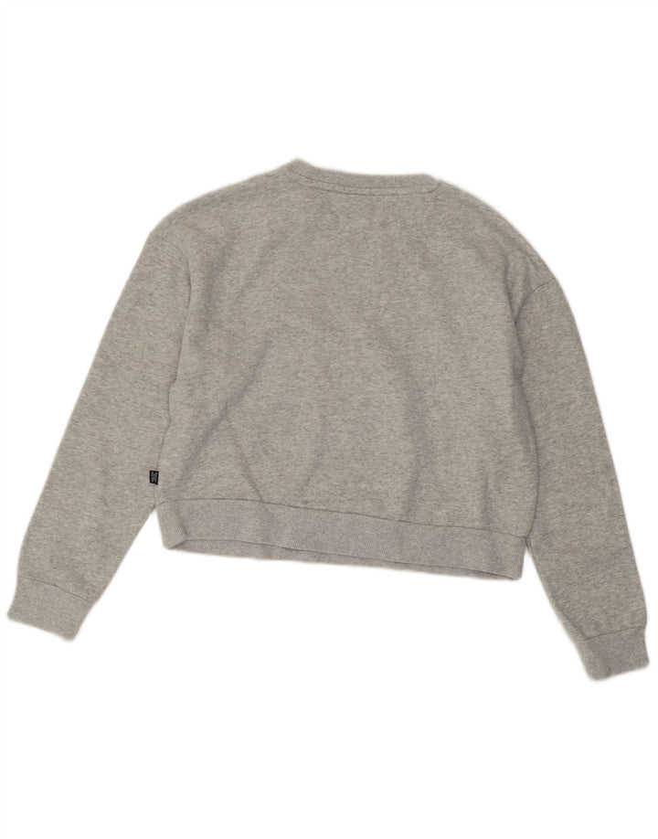 Puma Womens Crop Oversized Sweatshirt Pullover UK 6 XS Grau meliert