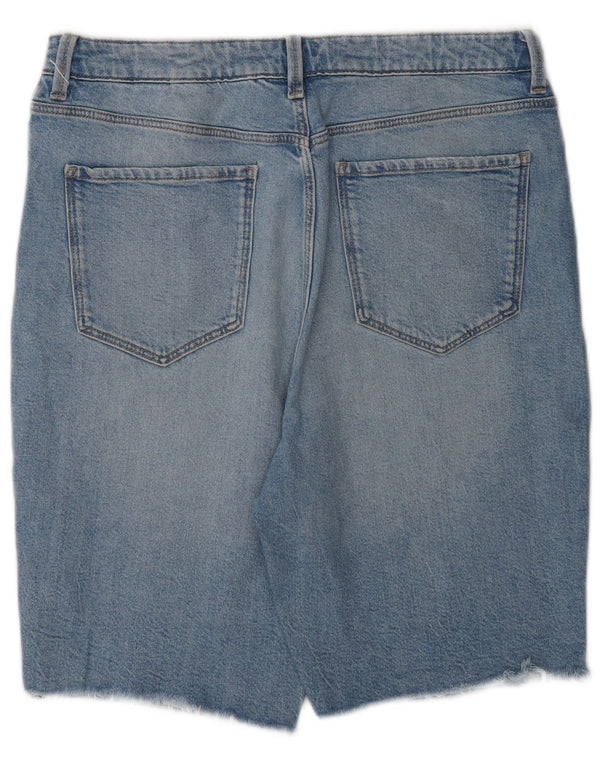 Marks & Spencer Damen-Jeansshorts mit hoher Taille, UK 14, Größe L W34, blaue Baumwolle