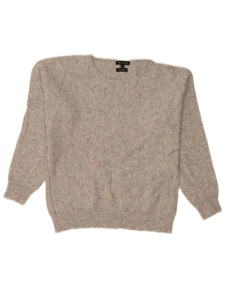 Massimo Dutti Damen-Pullover mit U-Boot-Ausschnitt, UK 16, große graue Wolle