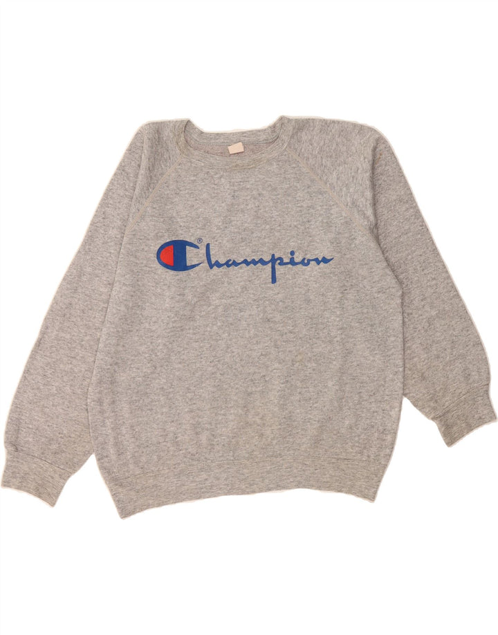 CHAMPION Womens Graphic Sweatshirt Jumper UK 16 Large Grey Vintage Champion and Second-Hand Champion from Messina Hembry 