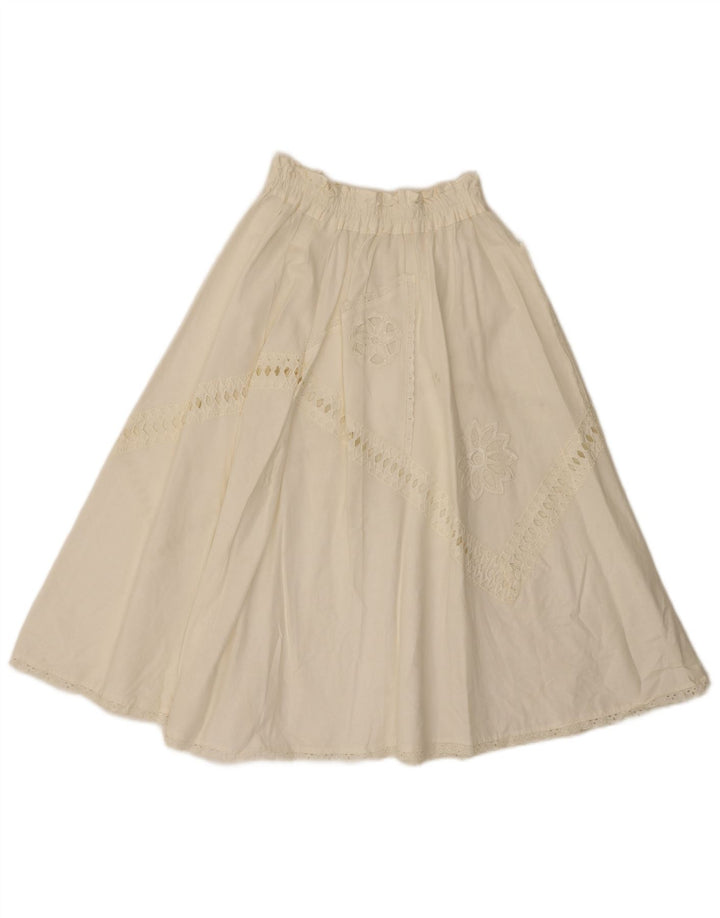 Vintage Damen ausgestellter Rock W26 Small Weiß