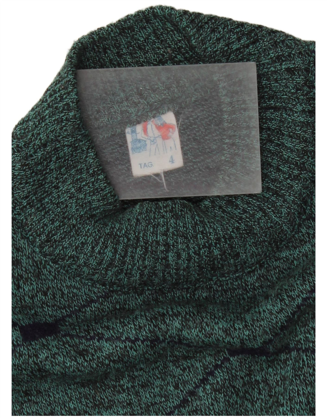 Vintage Herren Rollkragenpullover Pullover Mittelgrün Argyle/Diamond Wool