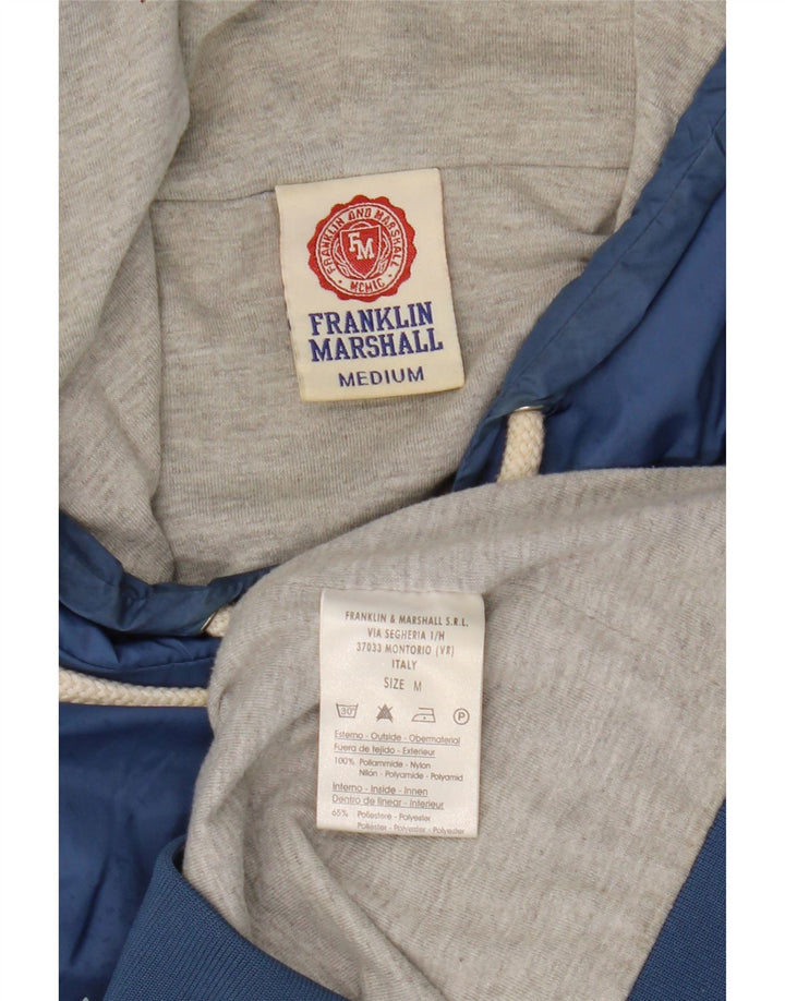 FRANKLIN MARSHALL Grafischer Kapuzenpullover für Herren aus mittelblauem Nylon