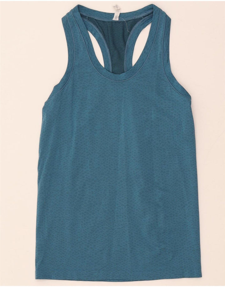 ATHLETA Damen-Trägershirt, UK-Größe 8, klein, blau gepunktetes Nylon