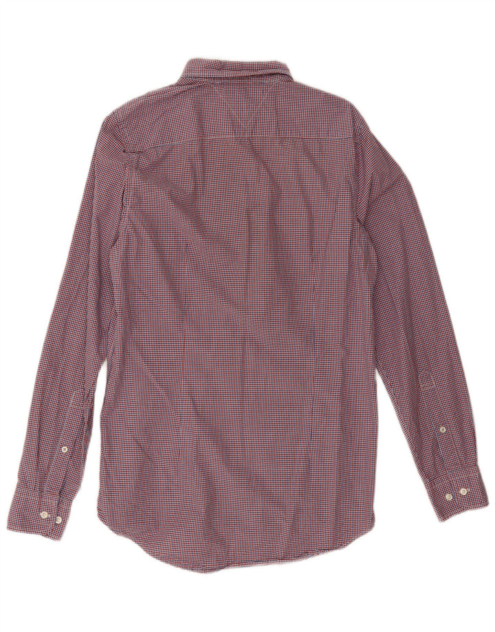 Tommy Hilfiger Herren-Slim-Fit-Hemd aus mittelroter Karo-Baumwolle