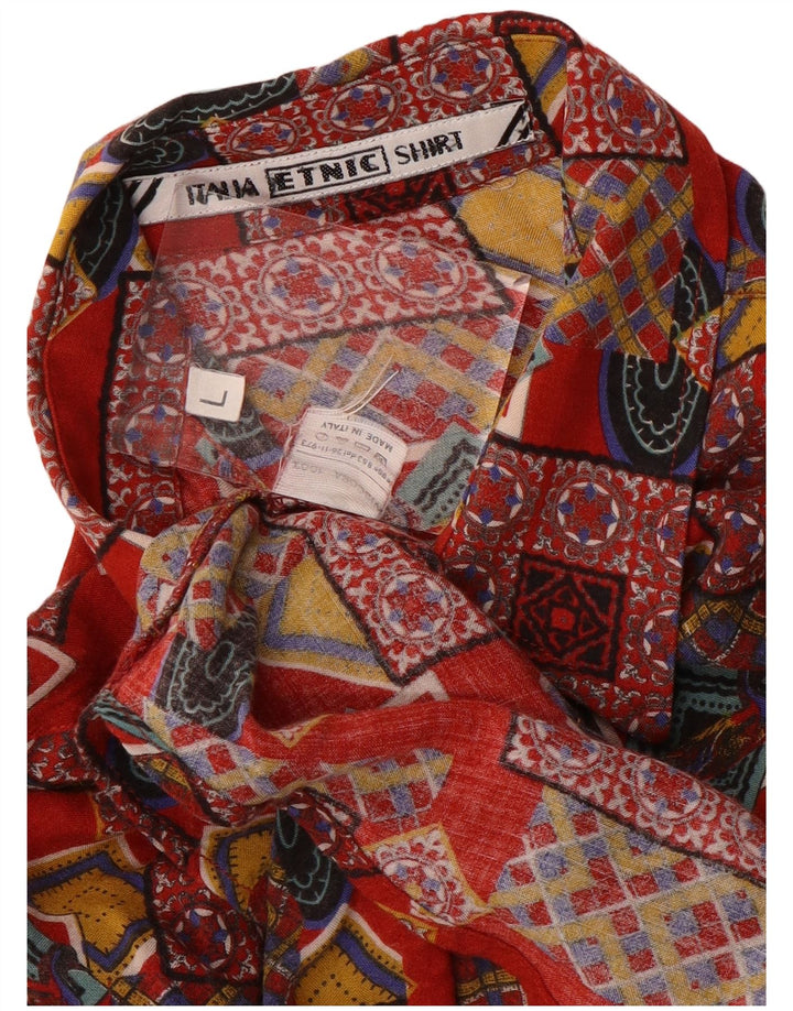 Vintage Herrenhemd Großes rotes Patchwork-Viskose